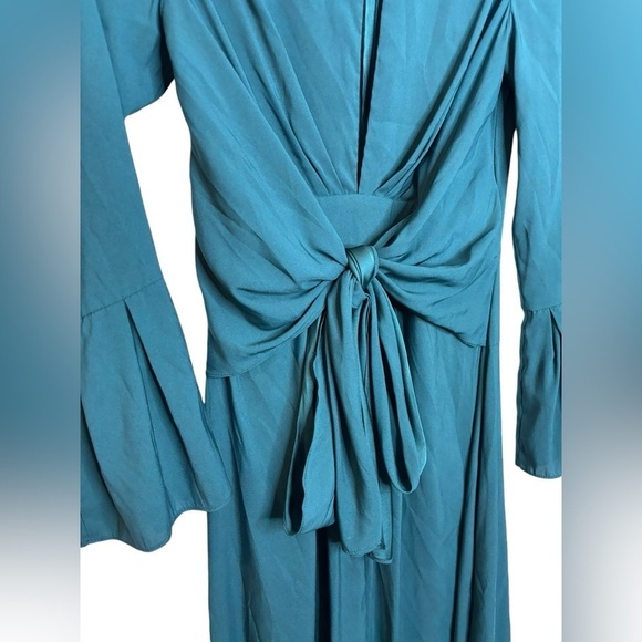 Tome Teal Tie Waist Keyhole Midi Dress Size 2 - Picture 6 of 13